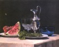 銀ガラスと果物の静物画 ジョン・ラファージ